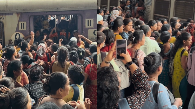 just-mumbai-things-crowd-creates-stampede-like-situation-while-boarding-mumbai-local-train-mumbaikars-not-surprised